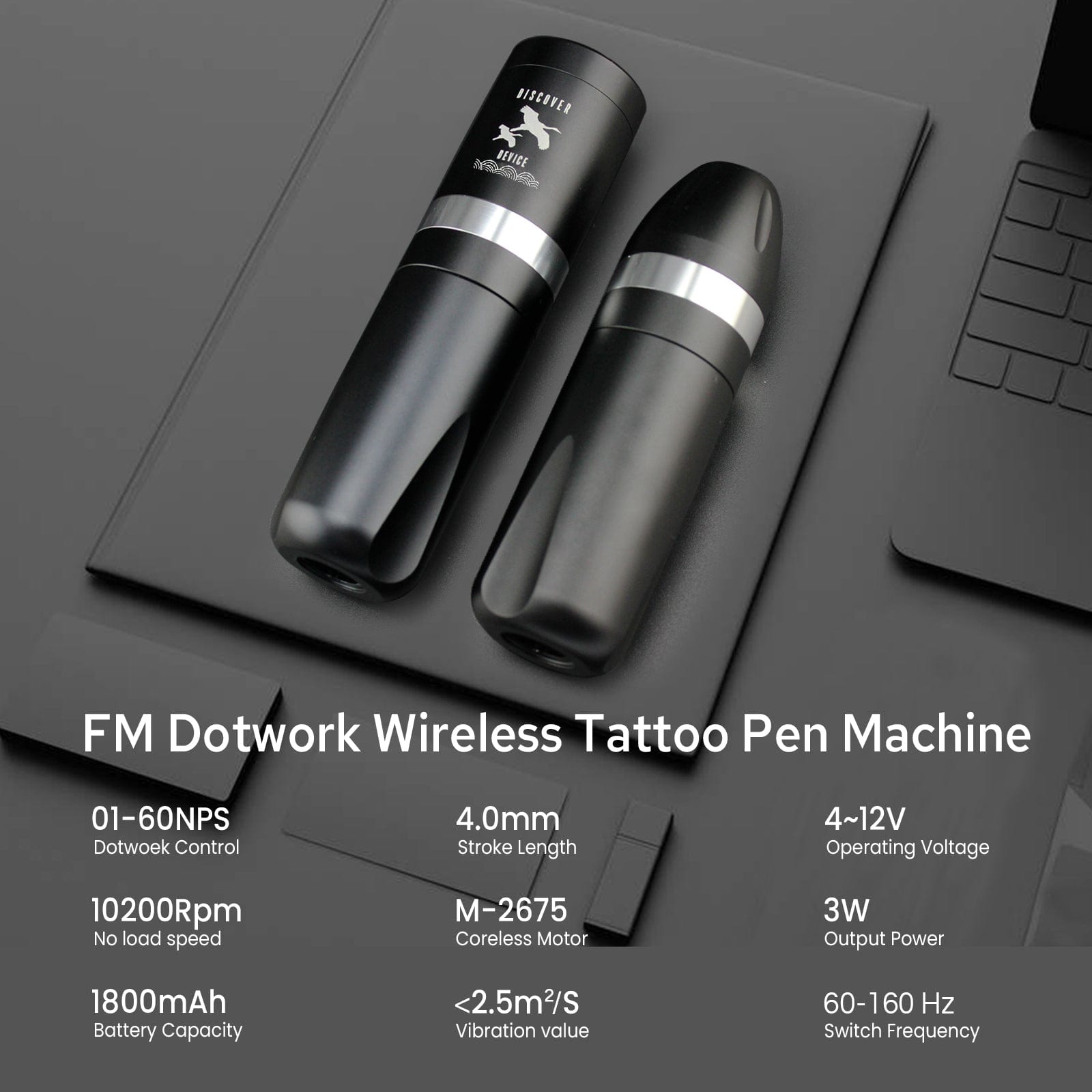 DISCOVER DEVICE New Wireless FM Dotwork Tattoo Machine EM7