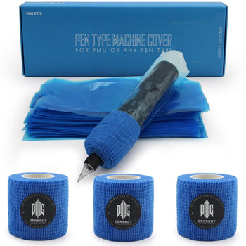 Blue Wide Tattoo Pen Covers 200pcs with Grip Tape 2.4 inch X 7 inch