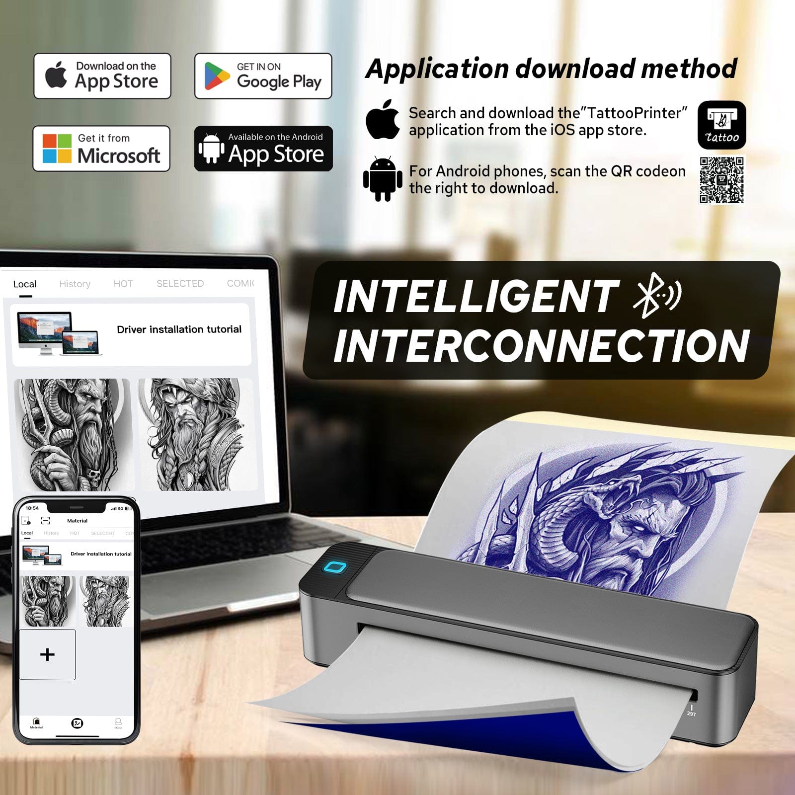 Premium Tattoo Printer Bluetooth Thermal Printer ATM-Q3
