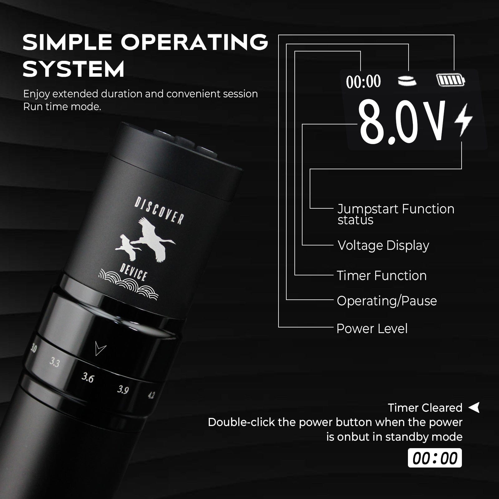 DISCOVER DEVICE Adjustable Stroke 2.4~4.2mm Wireless Tattoo Pen DF7