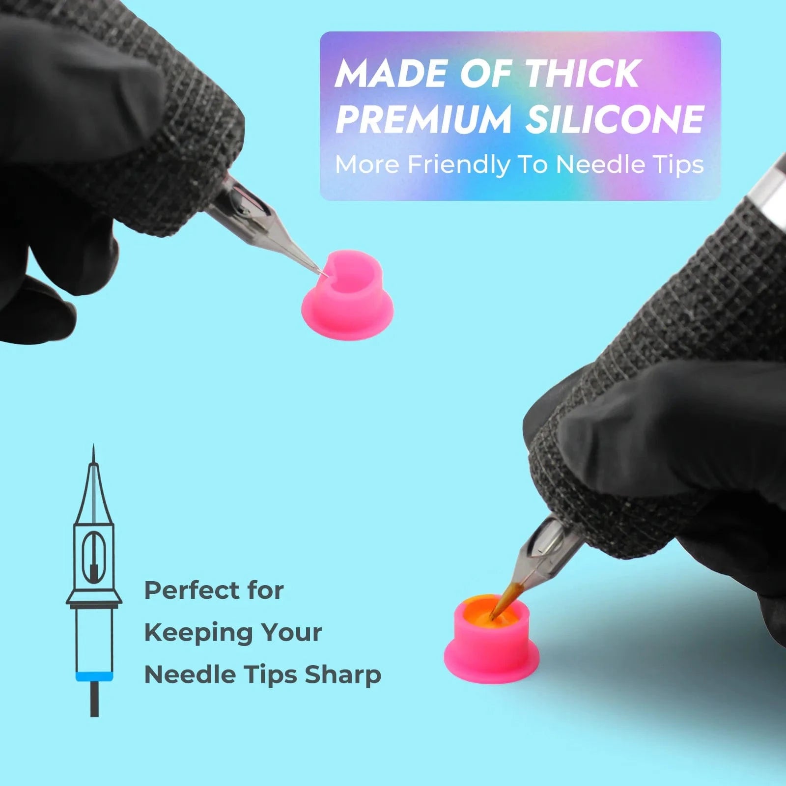 Silicone Tattoo Ink Caps #16*12 with Base 200pcs Mix Color