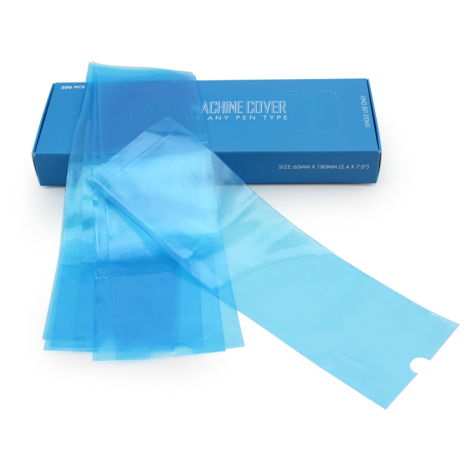 Blue Wide Tattoo Pen Covers 200pcs with Grip Tape 2.4 inch X 7 inch
