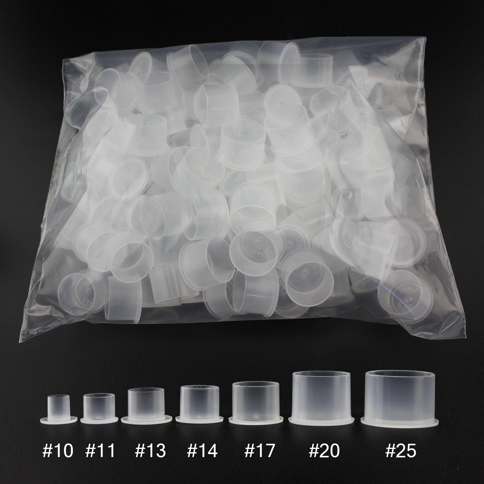 Tattoo Ink Caps with Base Full Size #10 #11 #13 #14 #17 #20 #25 1000PCS/Bag