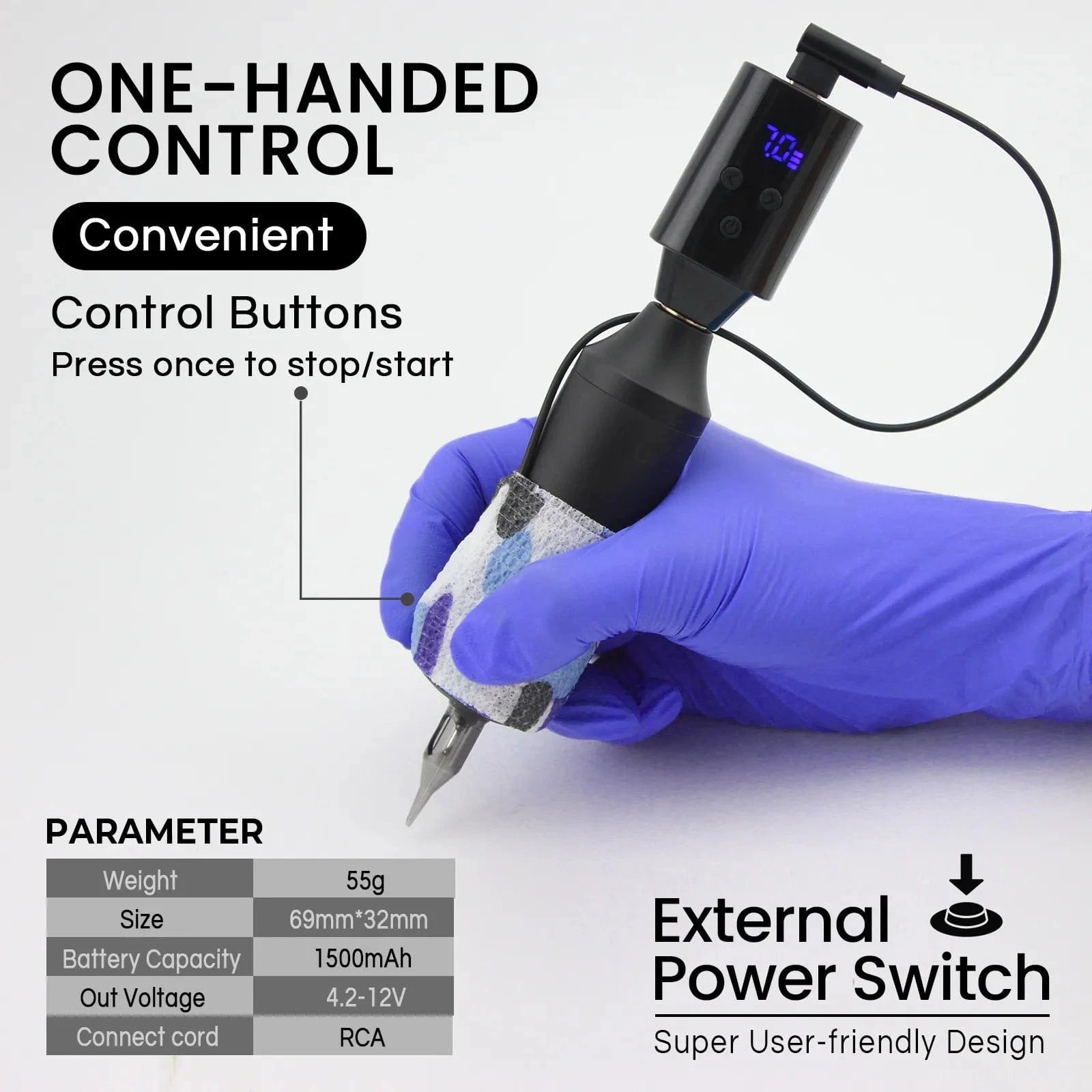 DISCOVER DEVICE® Wireless Tattoo Battery RCA / DC