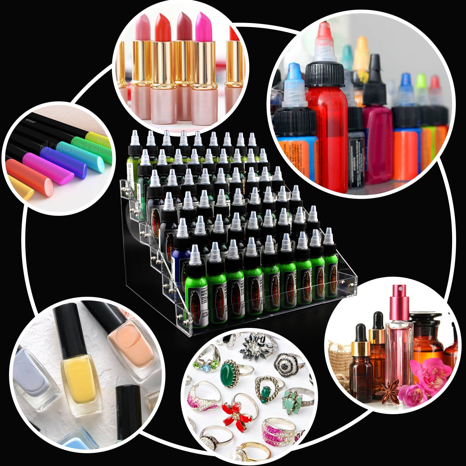 Acrylic 6 Tier Tattoo Ink Holder Display Stand