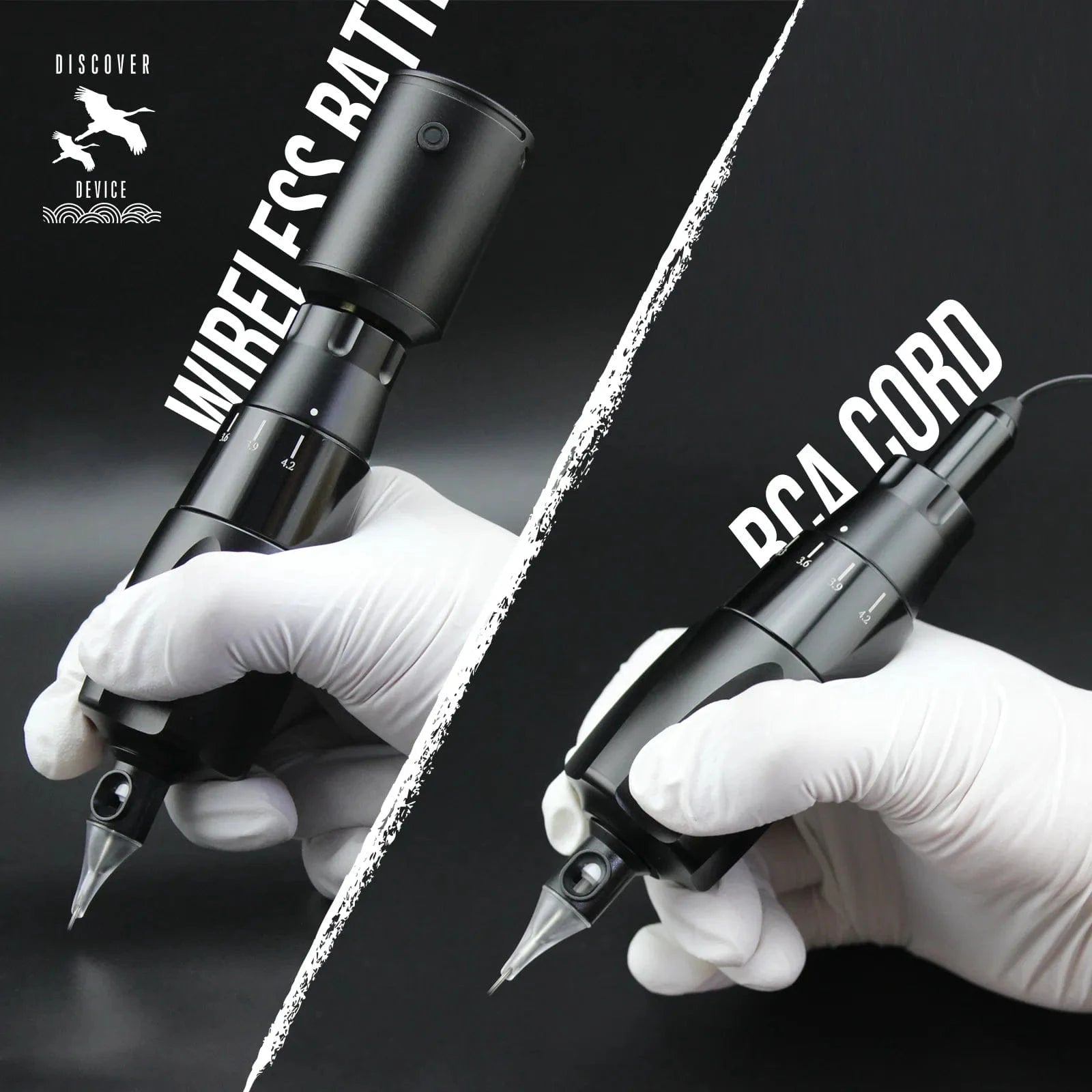 DISCOVER DF2.4-4.2mm Adjustable Stroke Wireless Tattoo Pen Machine Black