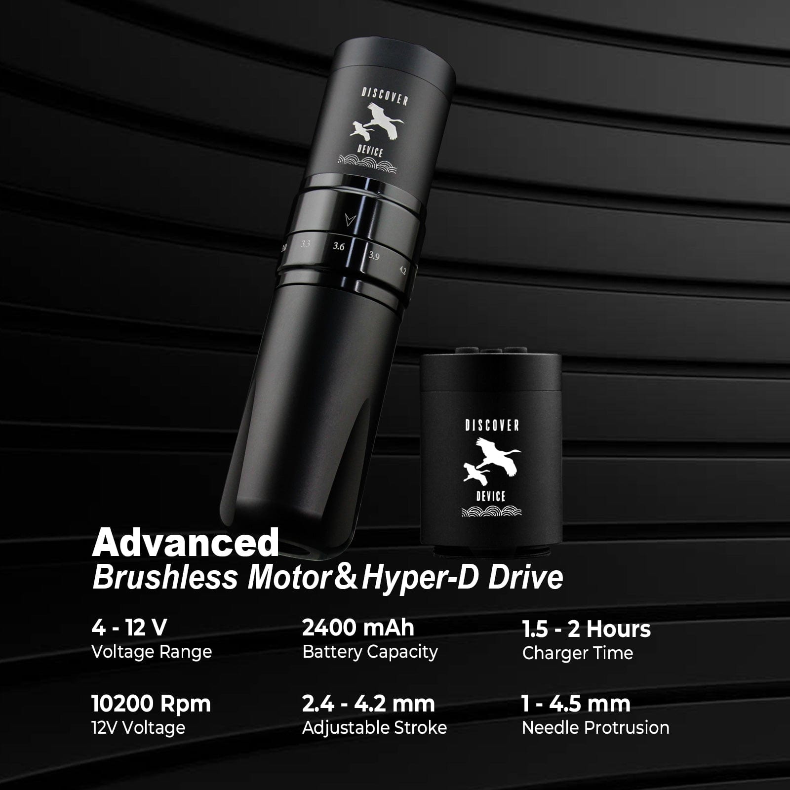 DISCOVER DEVICE Adjustable Stroke 2.4~4.2mm Wireless Tattoo Pen DF7