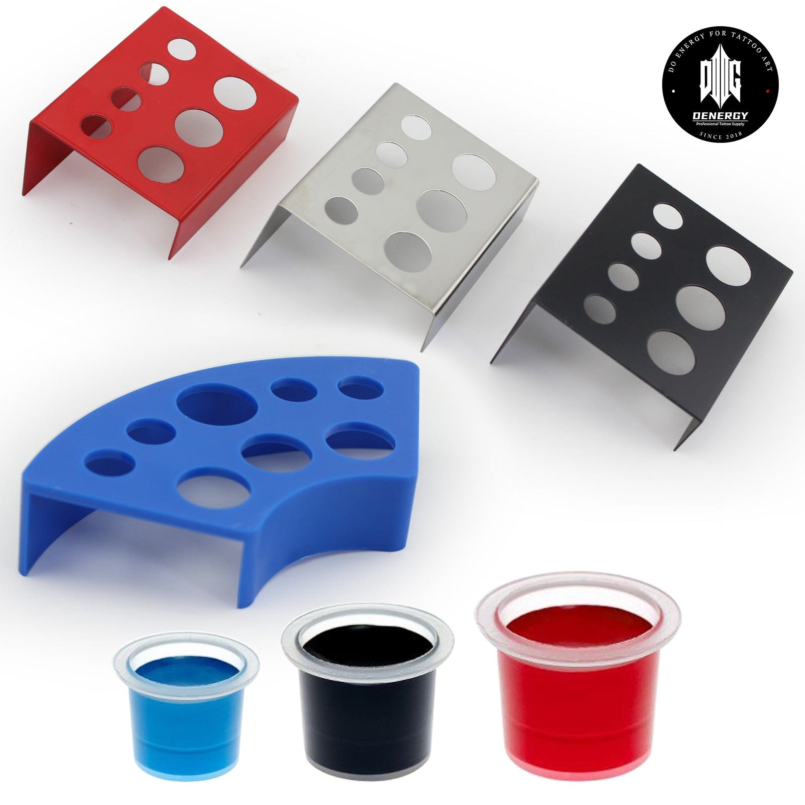 Tattoo Ink Cup Holder Stand Stainless Steel 5 PCS