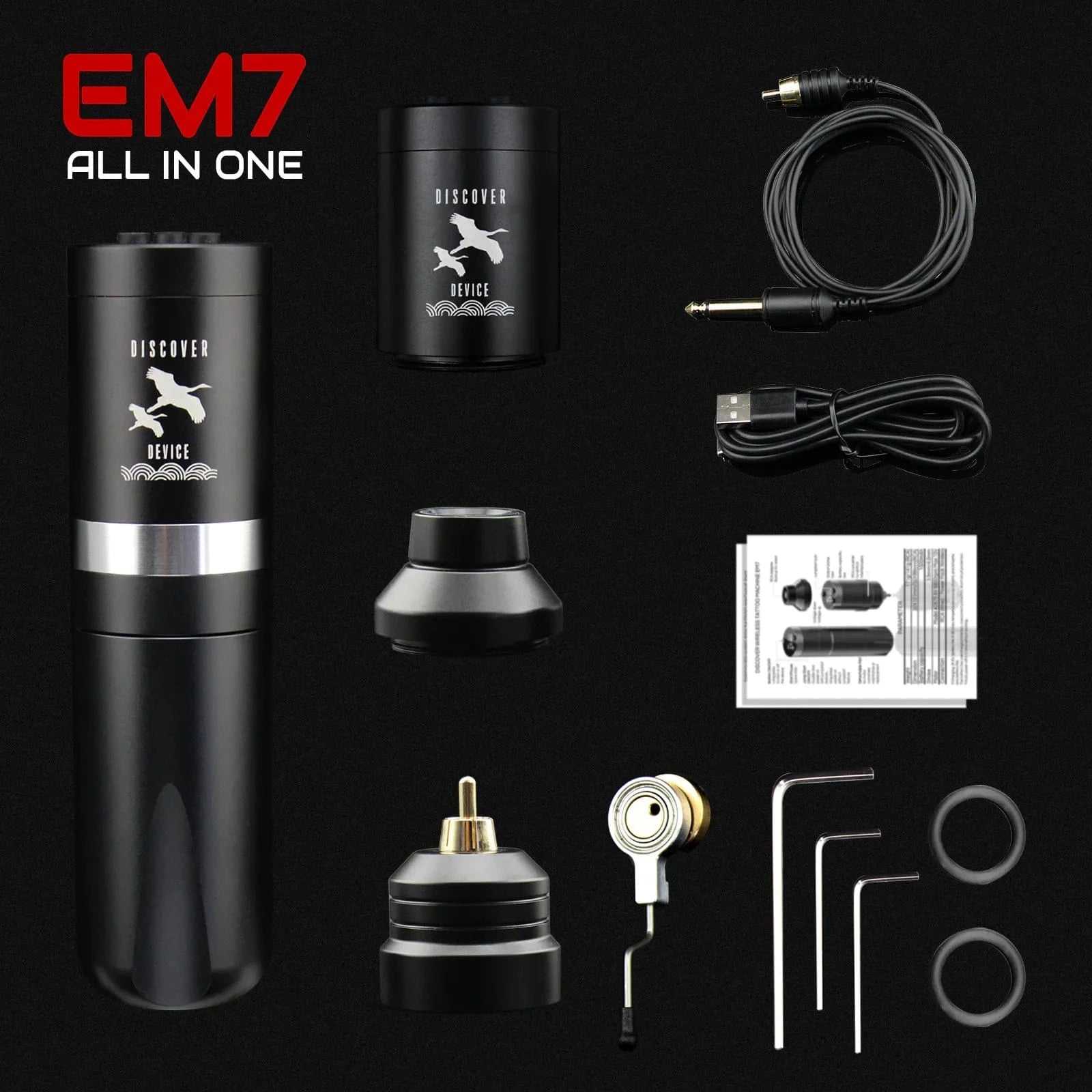 DISCOVER DEVICE All In One Unlimited Rotary Tattoo Machine 4.0/3.5mm Stroke EM7