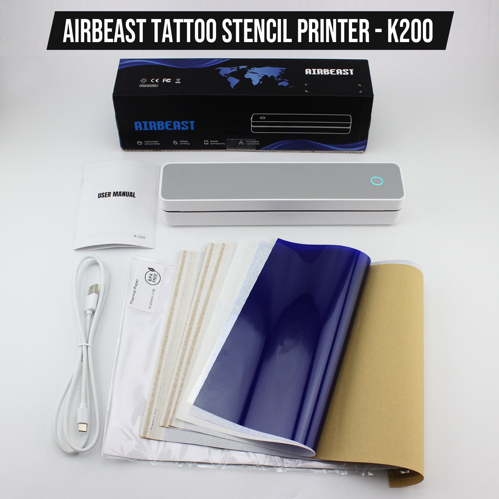 AIRBEAST K200 Wireless Tattoo Stencil Printer