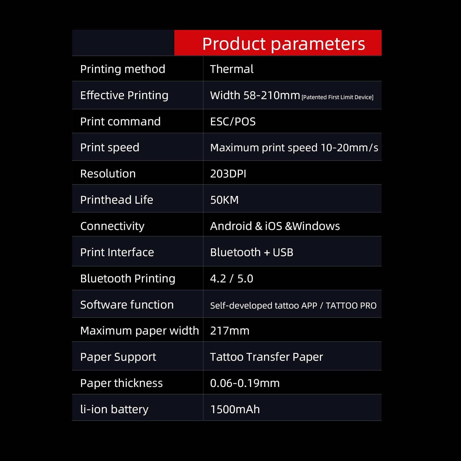 Tattoo Stencil Printer Wireless Bluetooth Thermal Printer M8