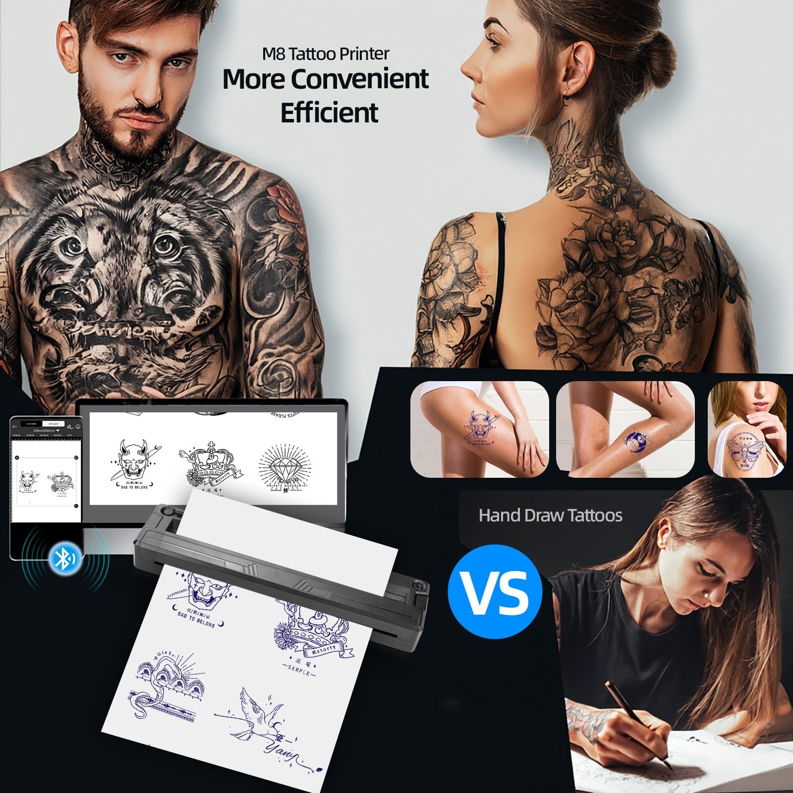 Tattoo Stencil Printer Wireless Bluetooth Thermal Printer M8