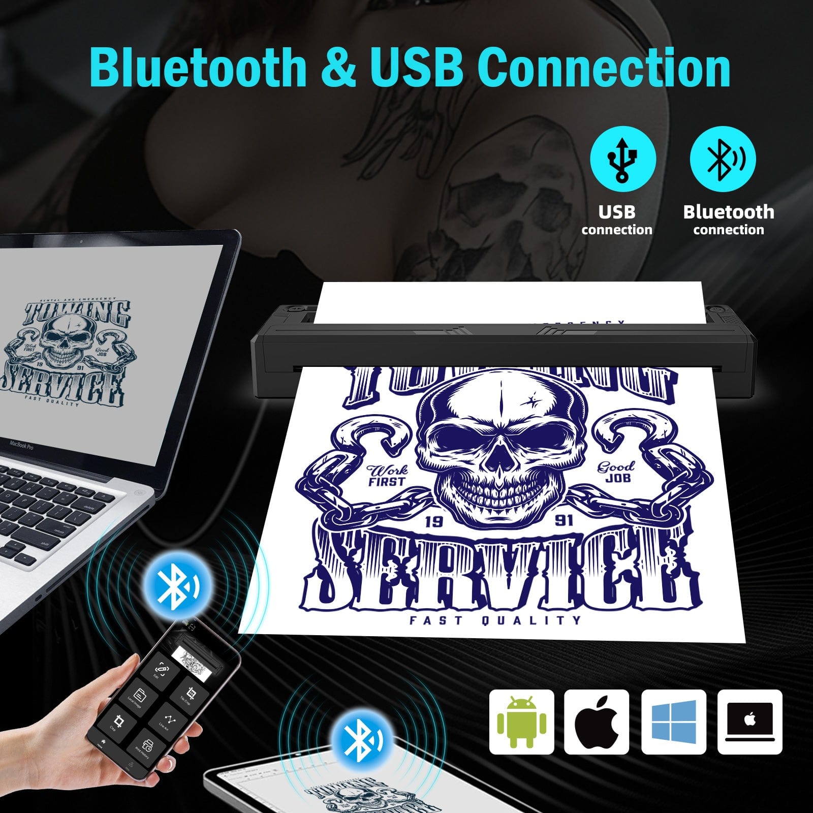 Tattoo Stencil Printer Wireless Bluetooth Thermal Printer M8