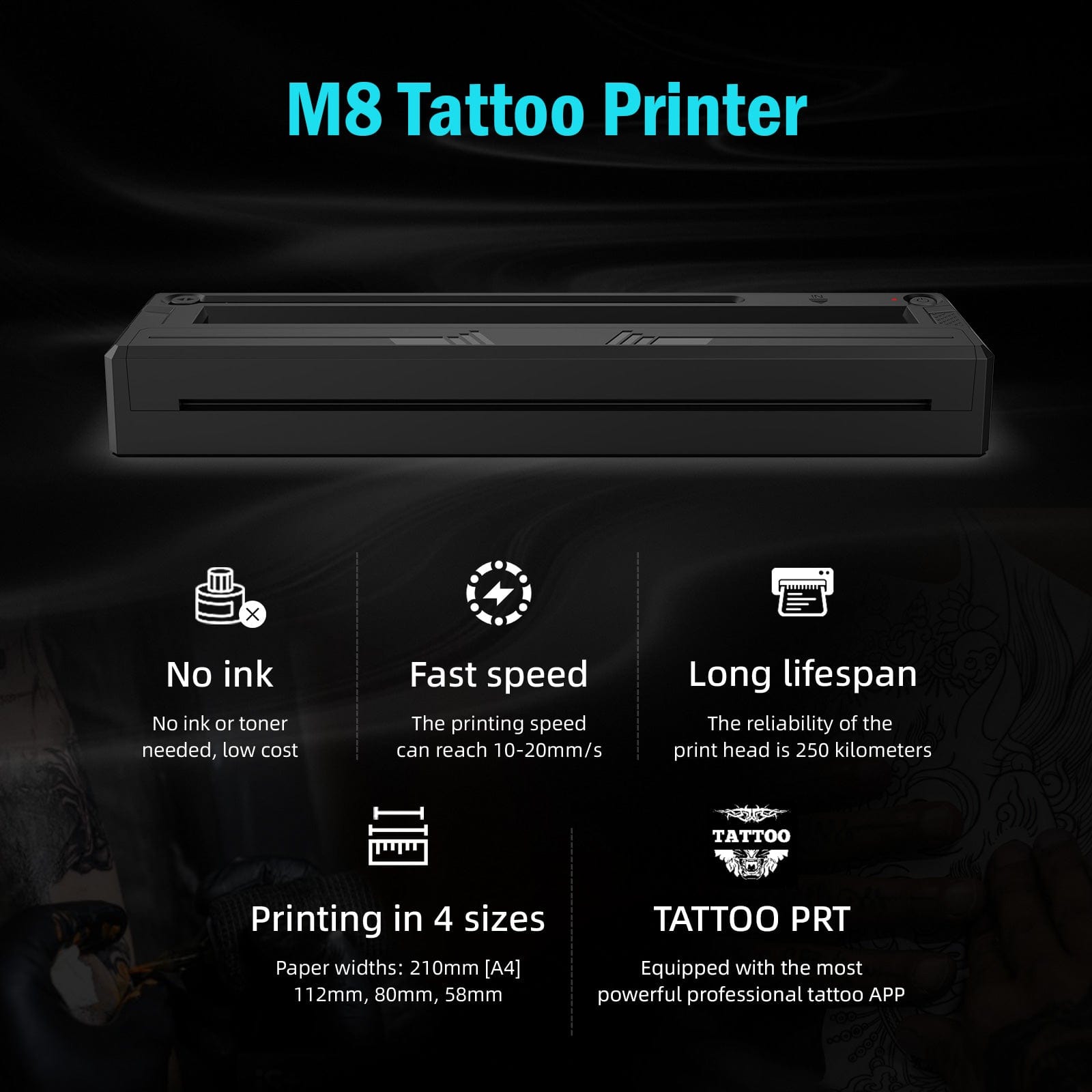 Tattoo Stencil Printer Wireless Bluetooth Thermal Printer M8