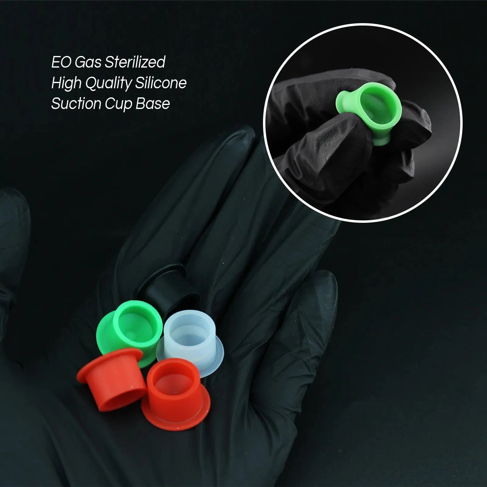 Silicone Tattoo Ink Caps #16*12 with Base 200pcs Mix Color