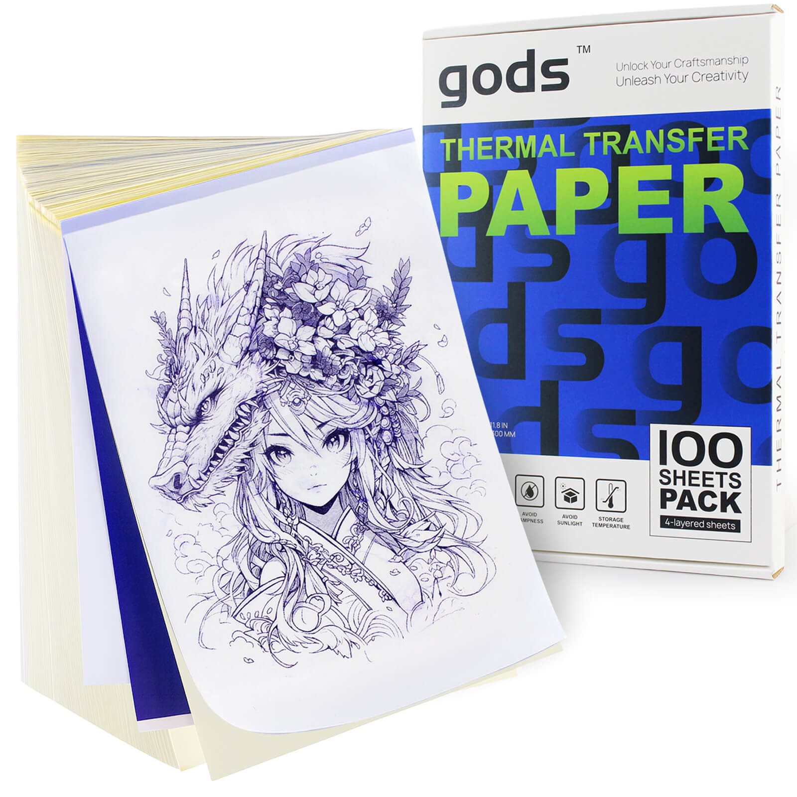Tattoo Transfer Paper A4, Gods 100/20 Sheets Stencil Paper