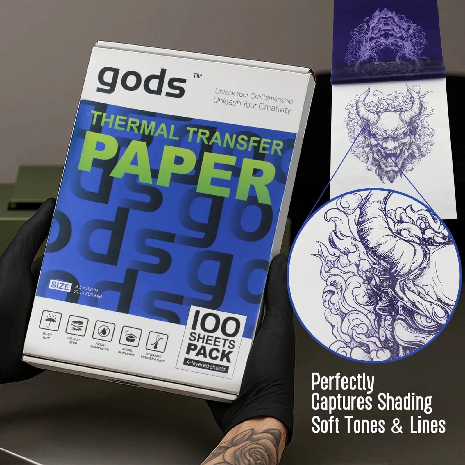 Tattoo Transfer Paper A4, Gods 100/20 Sheets Stencil Paper