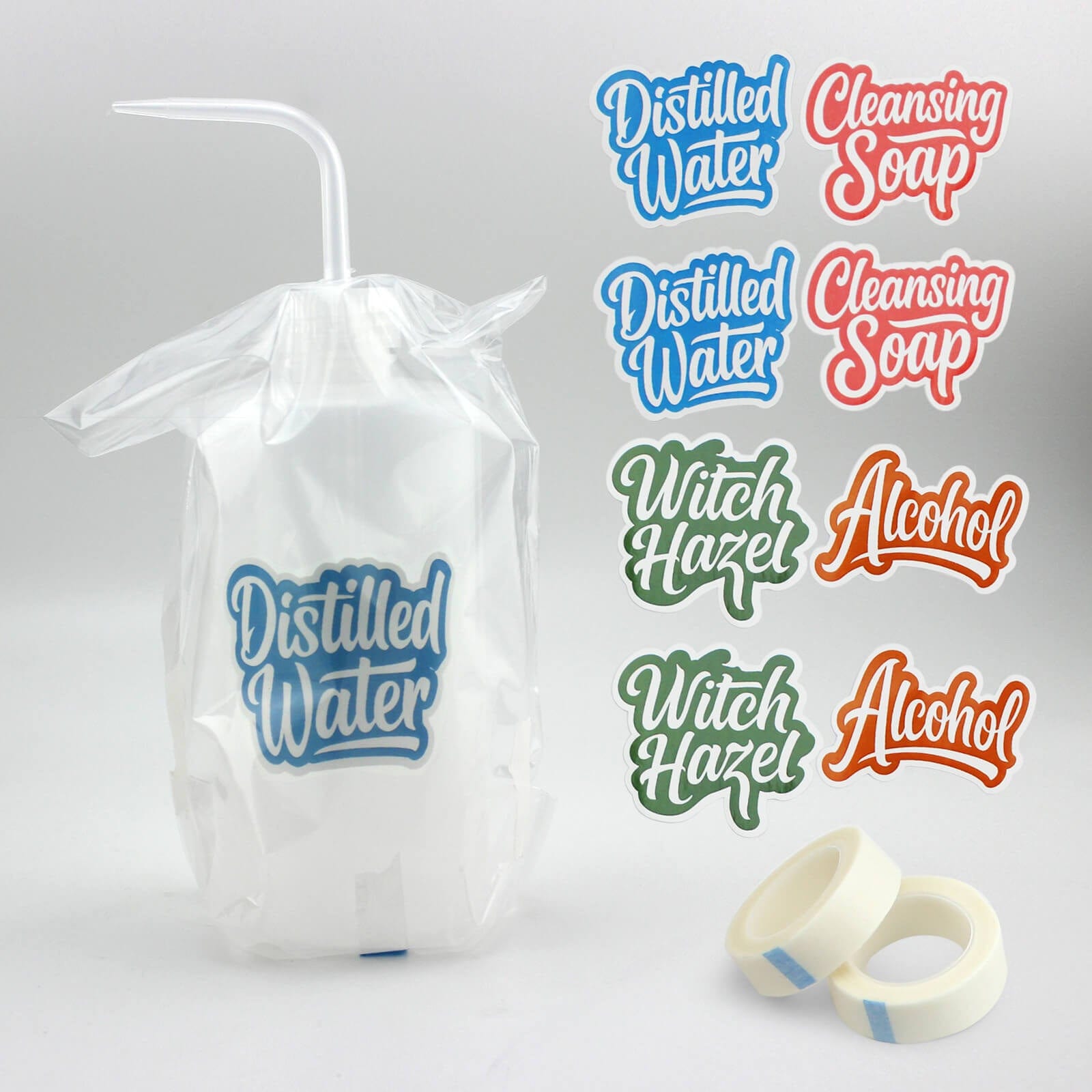 Tattoo Bottle Covers 250PCS with Stickers,Tapes,Rubber Bands Supplies Set