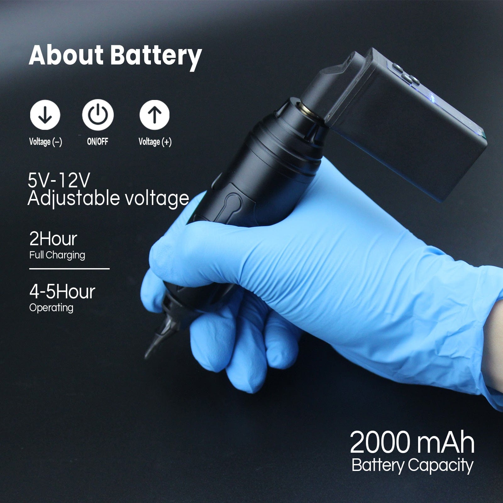 DISCOVER DEVICE® Wireless Tattoo Power Supply 2000mAh Thunder V3