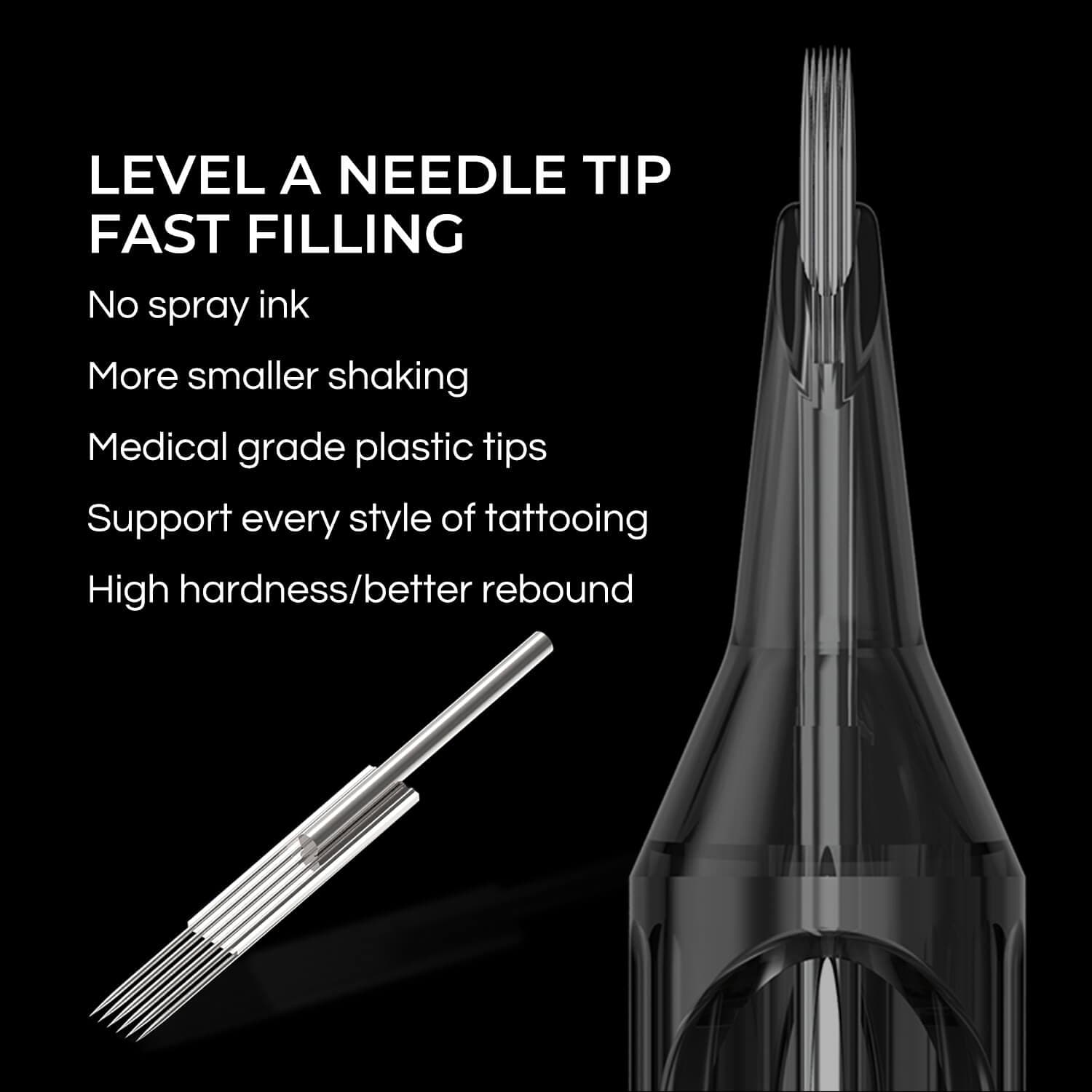 Denergy® 0.25mm Round Liner  Membrane Tattoo Needle Cartridge 20pcs