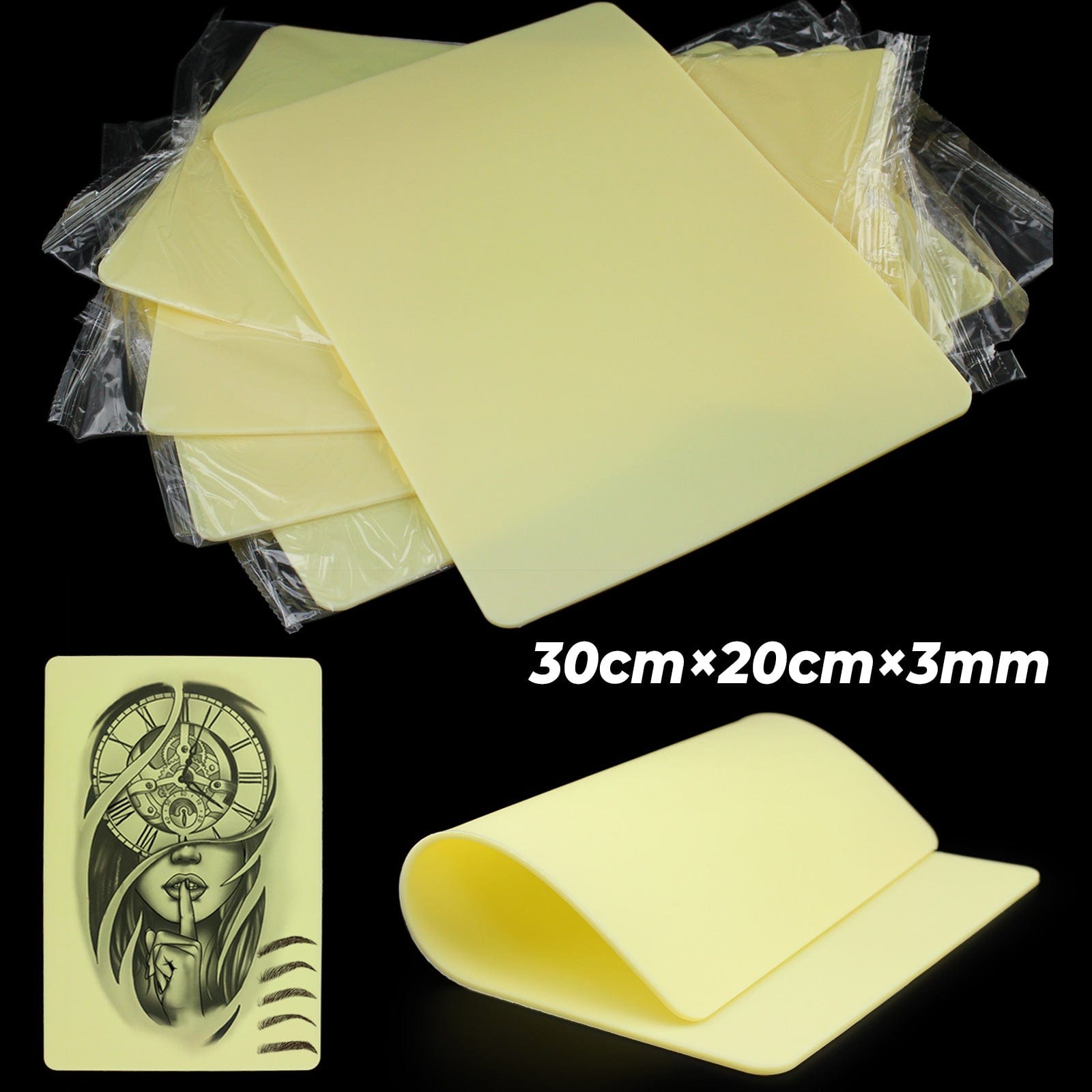 Denergy® Tattoo Practice Skin(30cm*20cm*3mm)/(40cm*30cm*3.5mm)5pcs