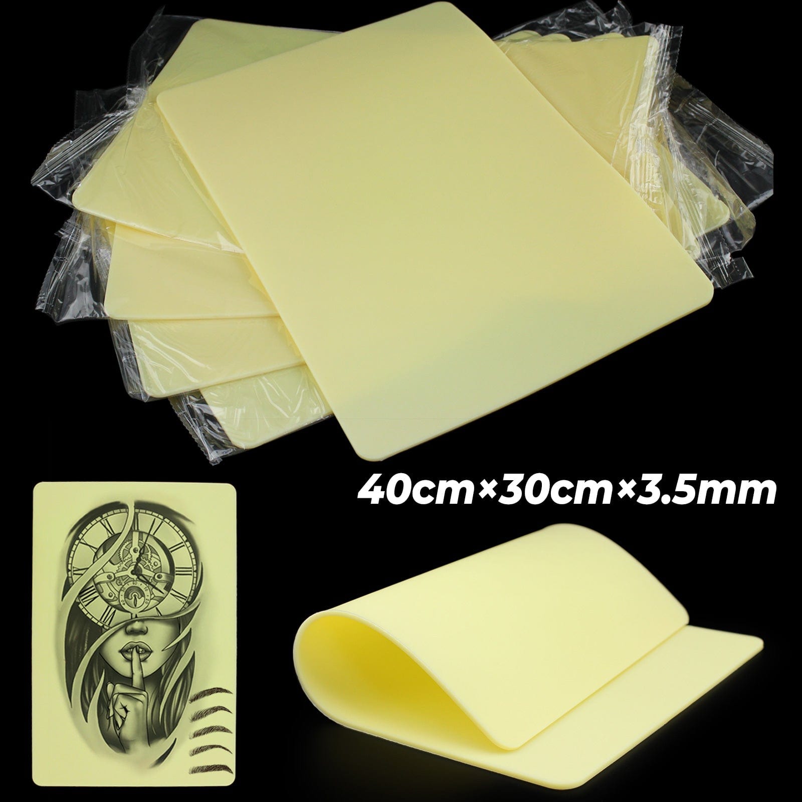 Denergy® Tattoo Practice Skin(30cm*20cm*3mm)/(40cm*30cm*3.5mm)5pcs
