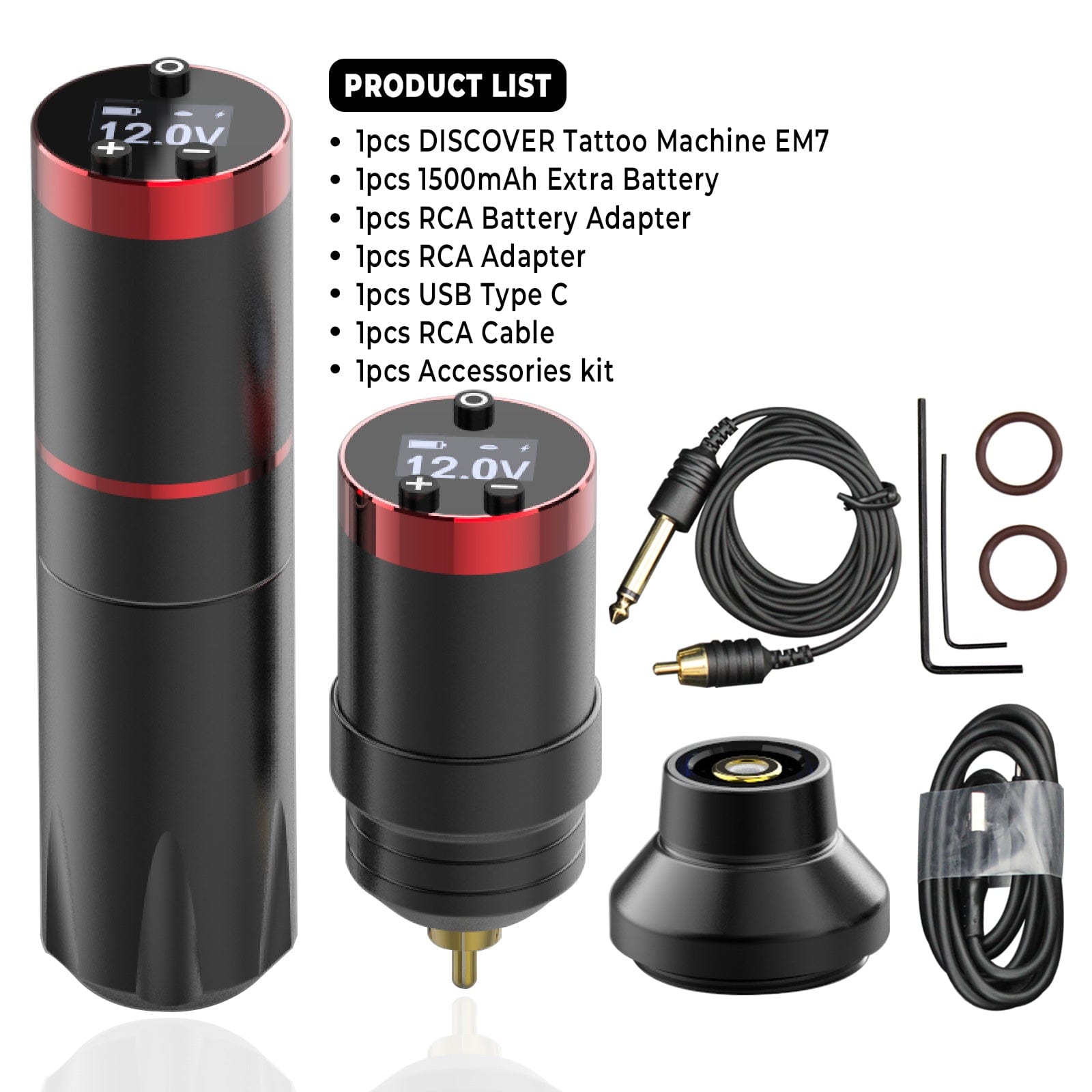 DISCOVER DEVICE® EM7 Wireless Tattoo Machine 3.5mm/4.0mm Stroke
