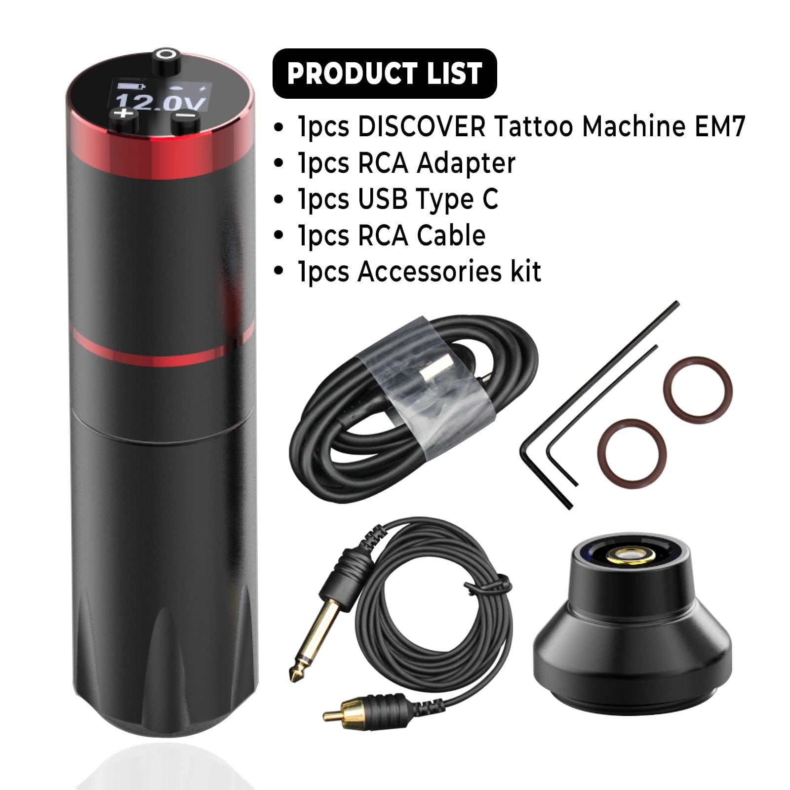 DISCOVER DEVICE® EM7 Wireless Tattoo Machine 3.5mm/4.0mm Stroke