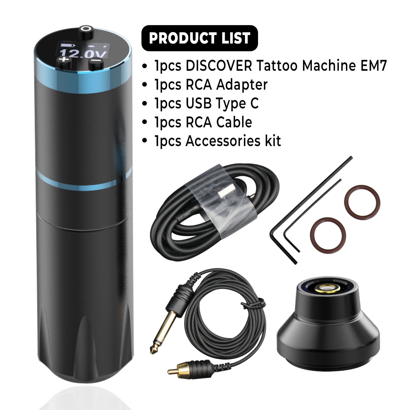 DISCOVER DEVICE® EM7 Wireless Tattoo Machine 3.5mm/4.0mm Stroke