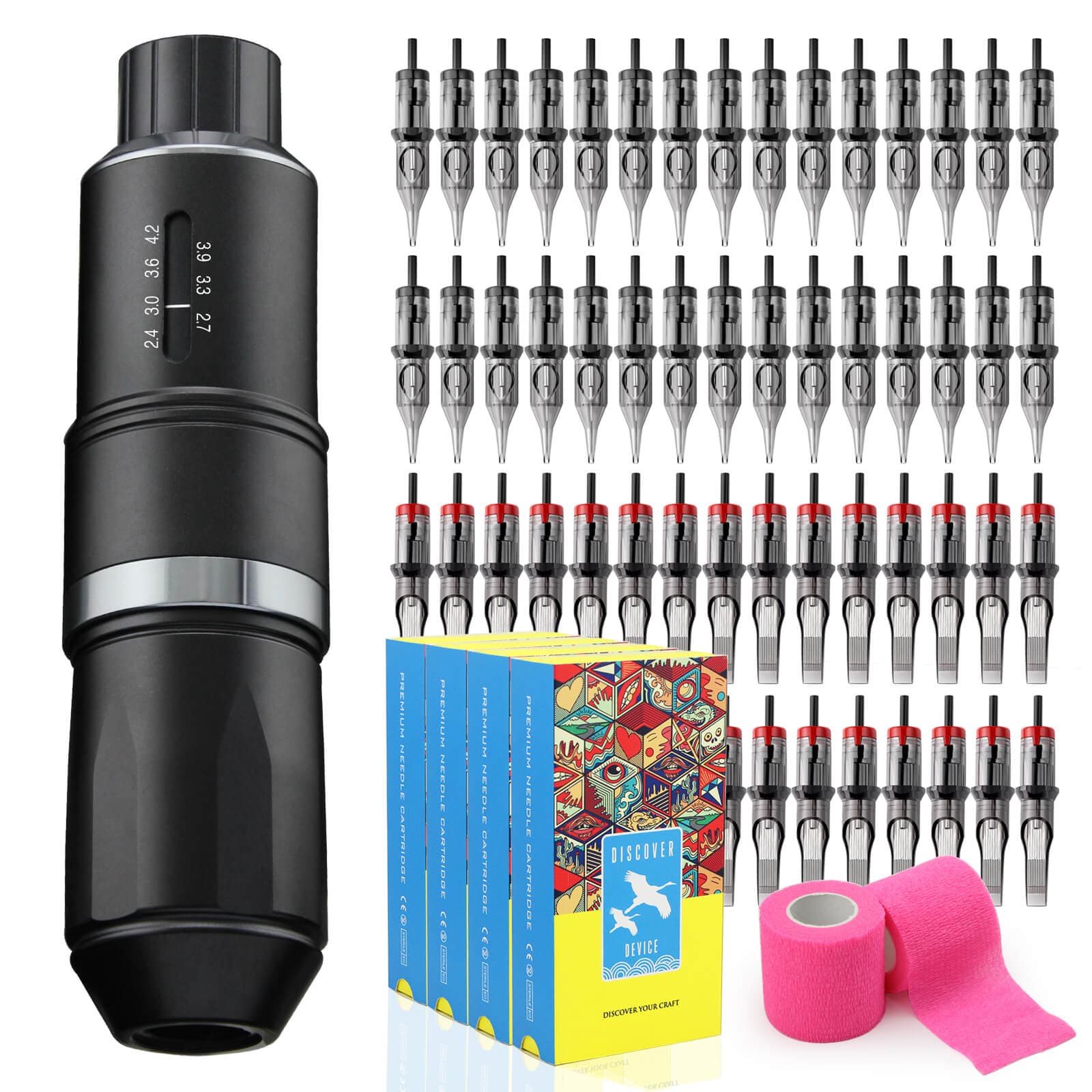 DISCOVER DEVICE® DF Adjustable Stroke Tattoo Machine Kit Mix Cartridges