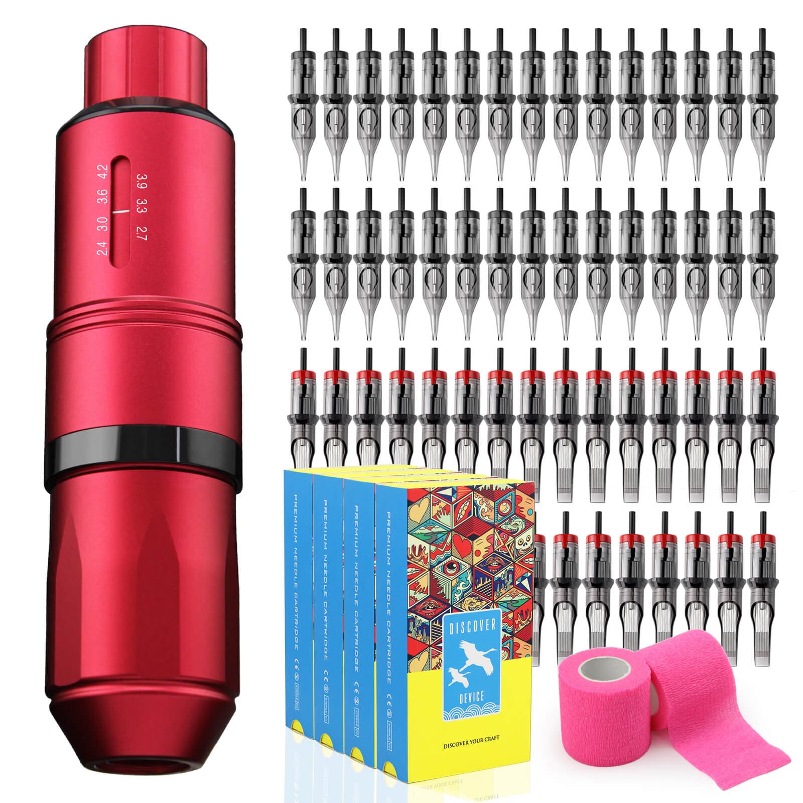 DISCOVER DEVICE® DF Adjustable Stroke Tattoo Machine Kit Mix Cartridges