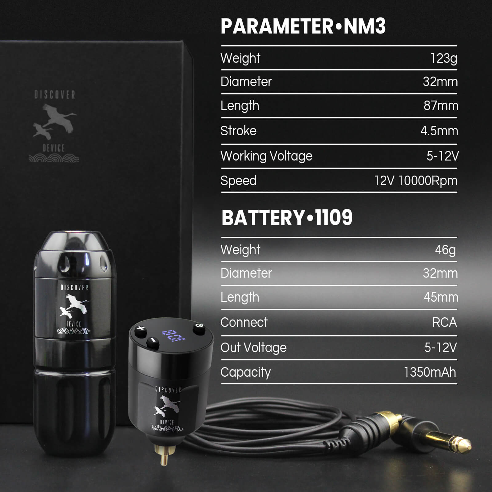 DISCOVER DEVICE® 4.5mm Stroke NM3 Professional Tattoo Kit
