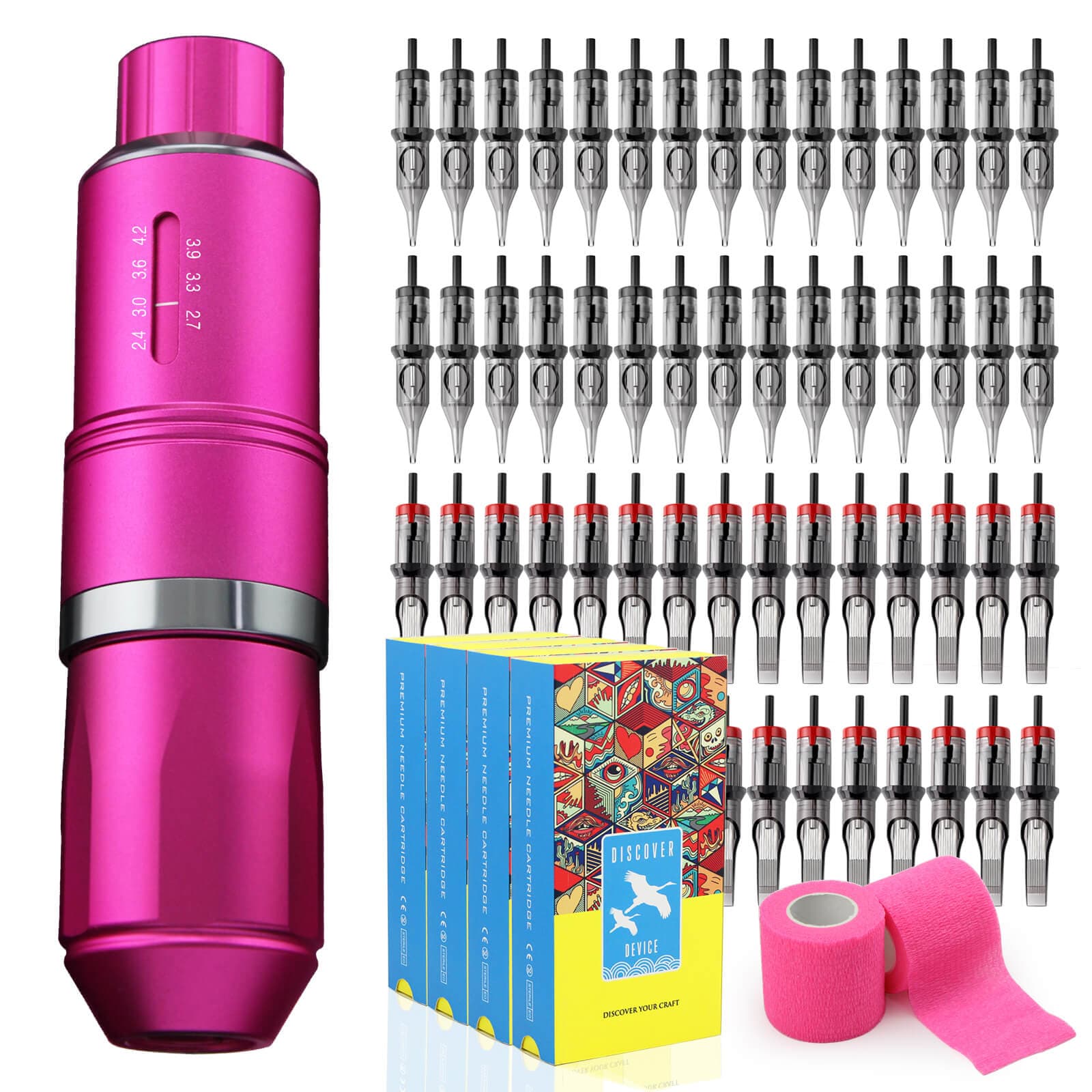 DISCOVER DEVICE® DF Adjustable Stroke Tattoo Machine Kit Mix Cartridges