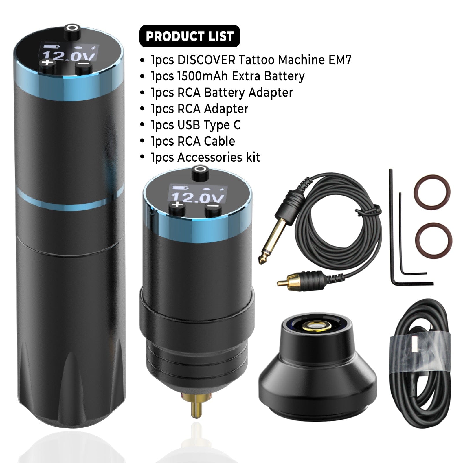 DISCOVER DEVICE® EM7 Wireless Tattoo Machine 3.5mm/4.0mm Stroke