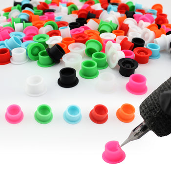 Silicone Tattoo Ink Caps #16*12 with Base 200pcs Mix Color