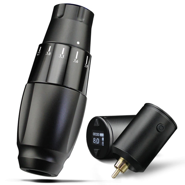 DISCOVER DF3 - 2.4-4.2mm Adjustable Stroke Wireless Tattoo Pen Machine -  Black With Battery - Dasha Tattoo Supply
