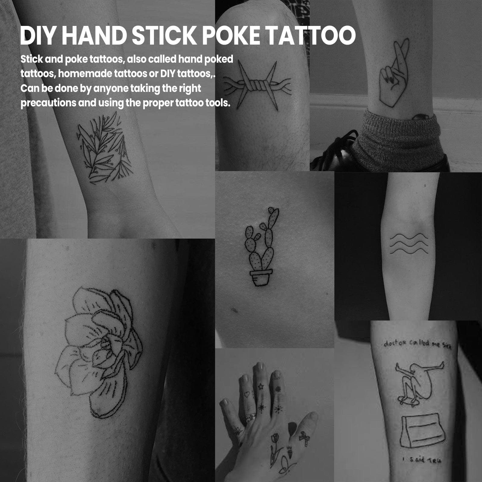 Hand Poke Stick Tattoo Kit - Clean Safe Stick & Poke Tattoo
